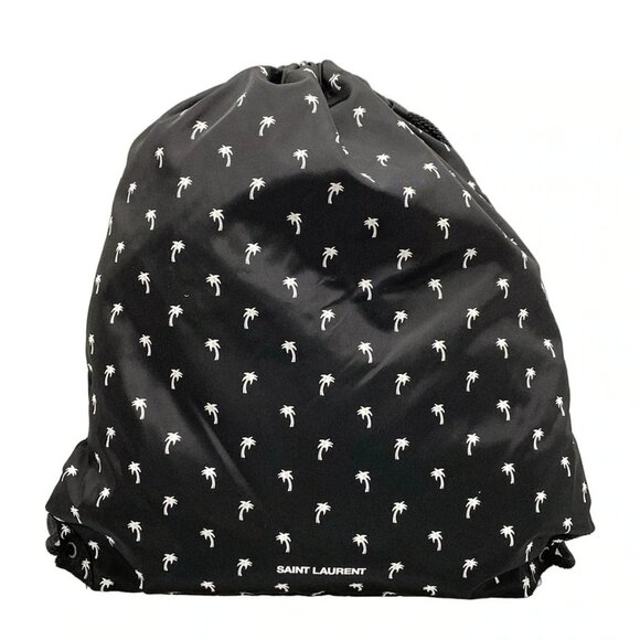 SAINT LAURENT PARIS Palm Tree Knapsack 686174 Black Nylon Backpack